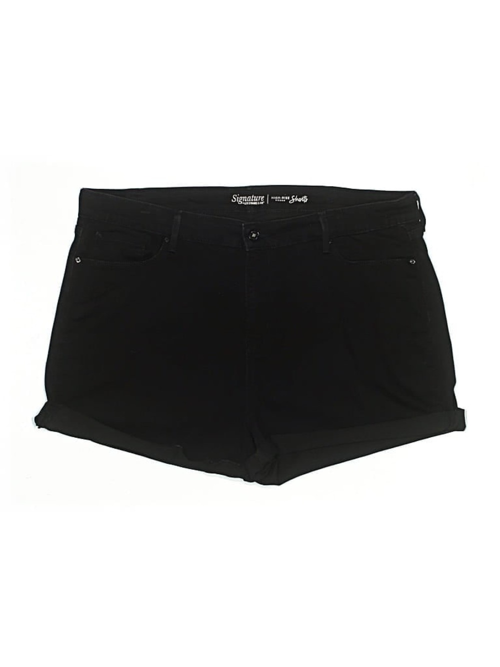 Signature by Levi Strauss Simple Black Cuffed Women's Basic Denim Shorts Size 16